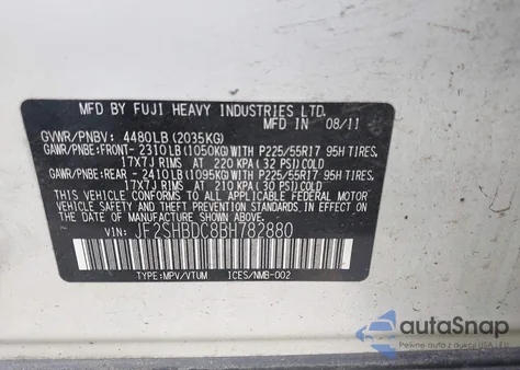 2011 Subaru Forester 2.5X Premium из США, поврежденный, VIN JF2SHBDC8BH782880